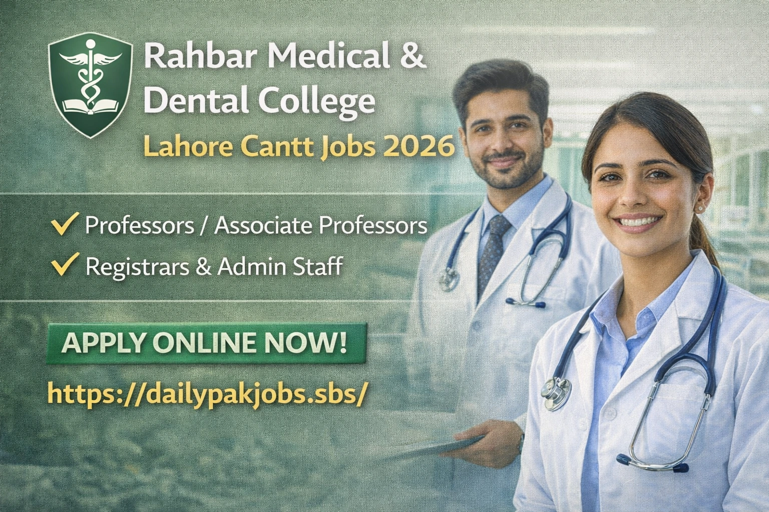 Rahbar Medical College Jobs 2026